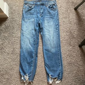 NWOT See Thru Soul High Rise Straight Leg jeans with frayed edges